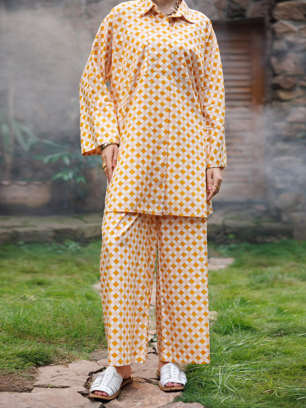Mustard Cambric Co-Ord Set - AWP-2PS-SLKS-1060
