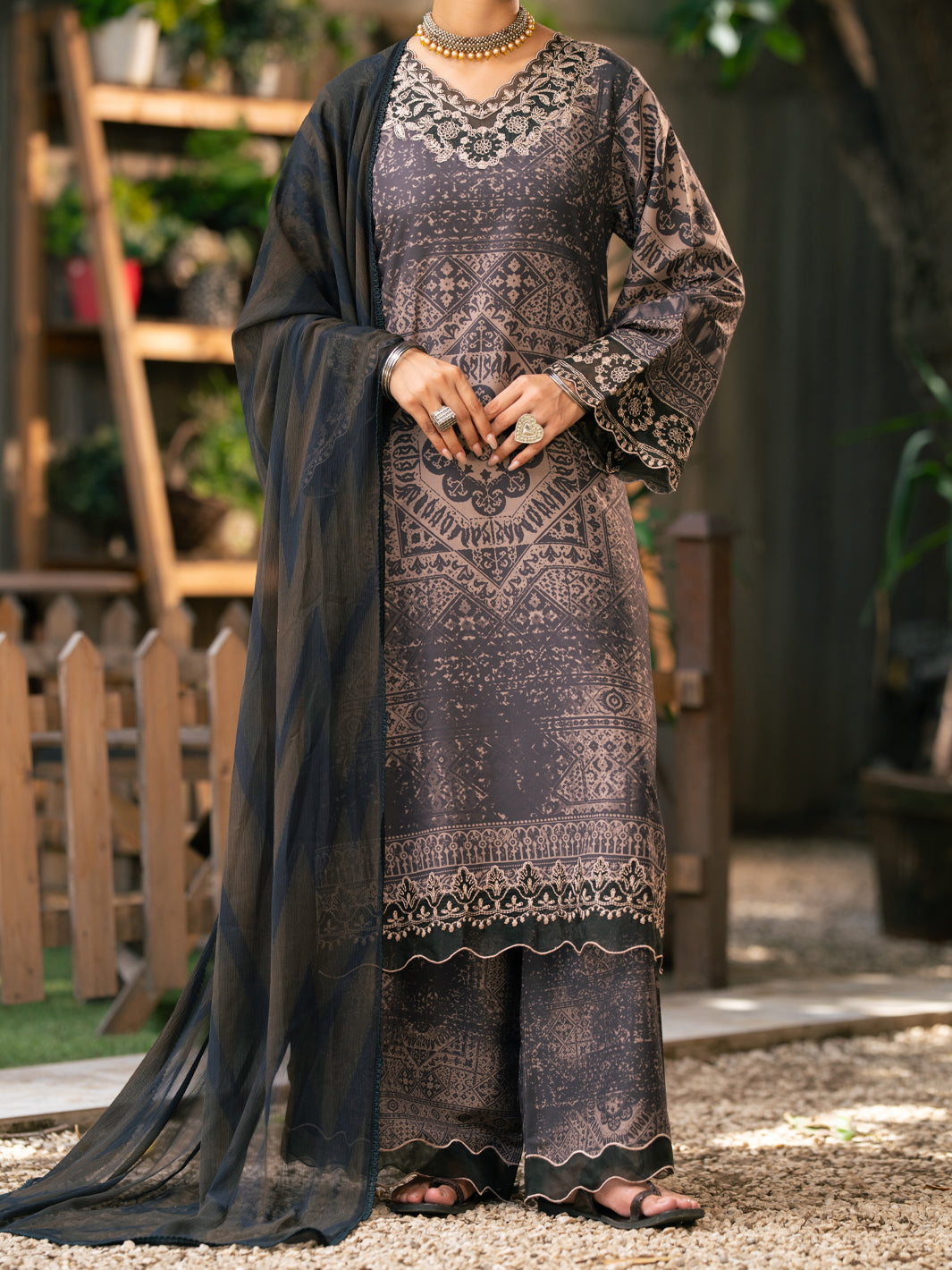 Brown Silk Lawn 3Pc Stitched - AWP-3PS-958