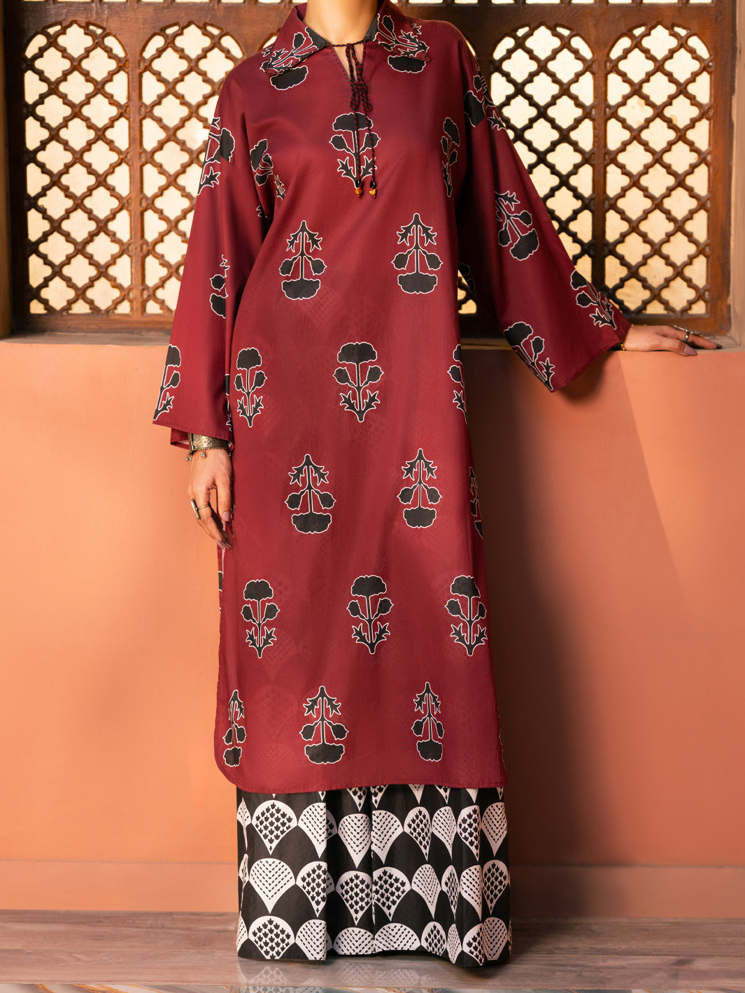 Maroon Cotton Cambric Kurti - AWP-SLK-1100