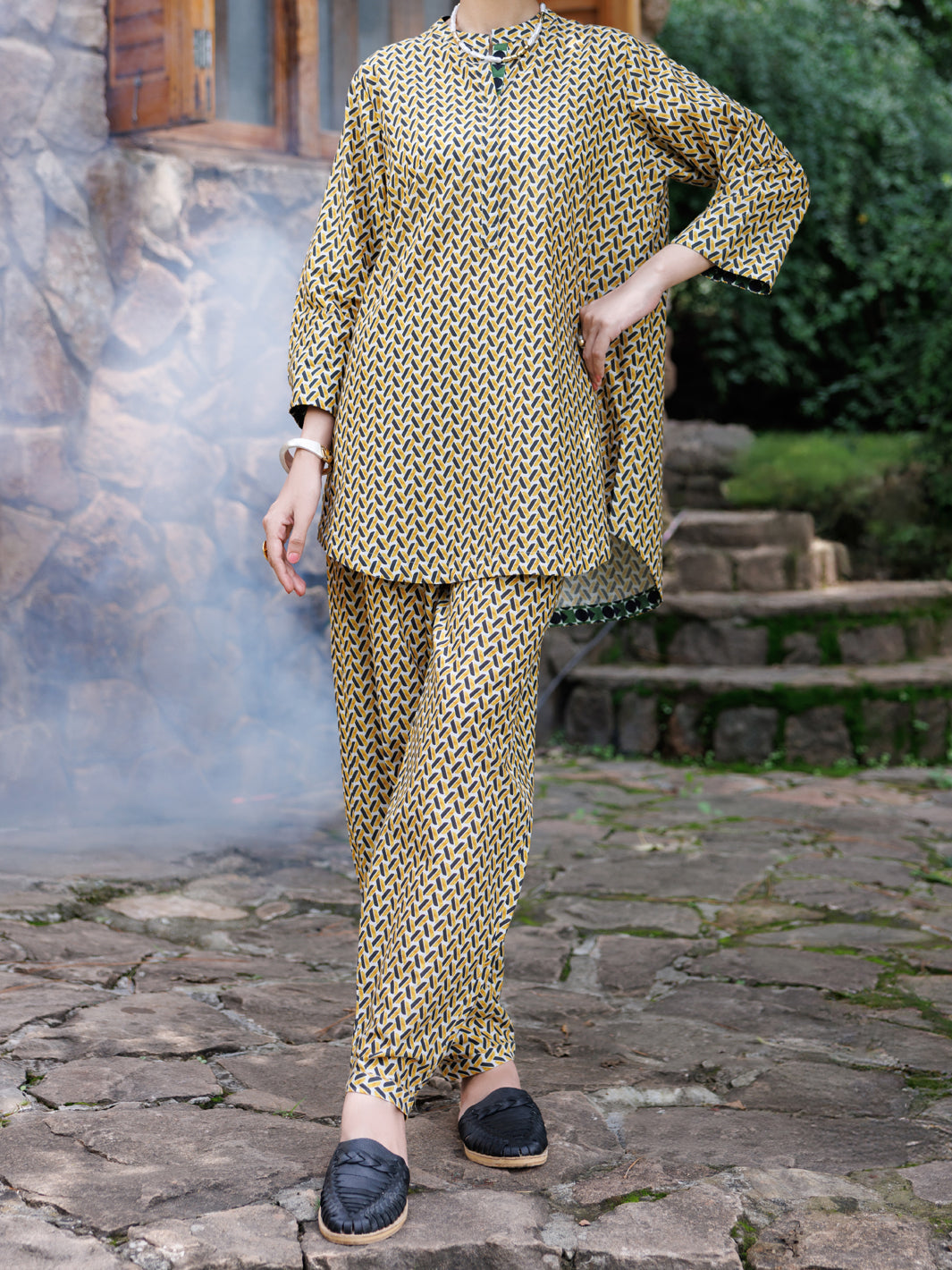 Mustard Cambric Co-Ord Set - AWP-2PS-SLKS-1053