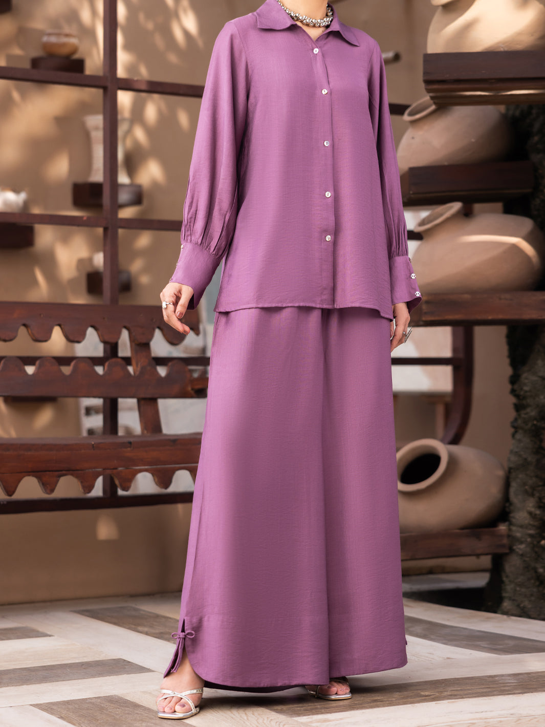 Light Purple Slub Fabric 2Pc Stitched - AWP-2PS-LKS-1070