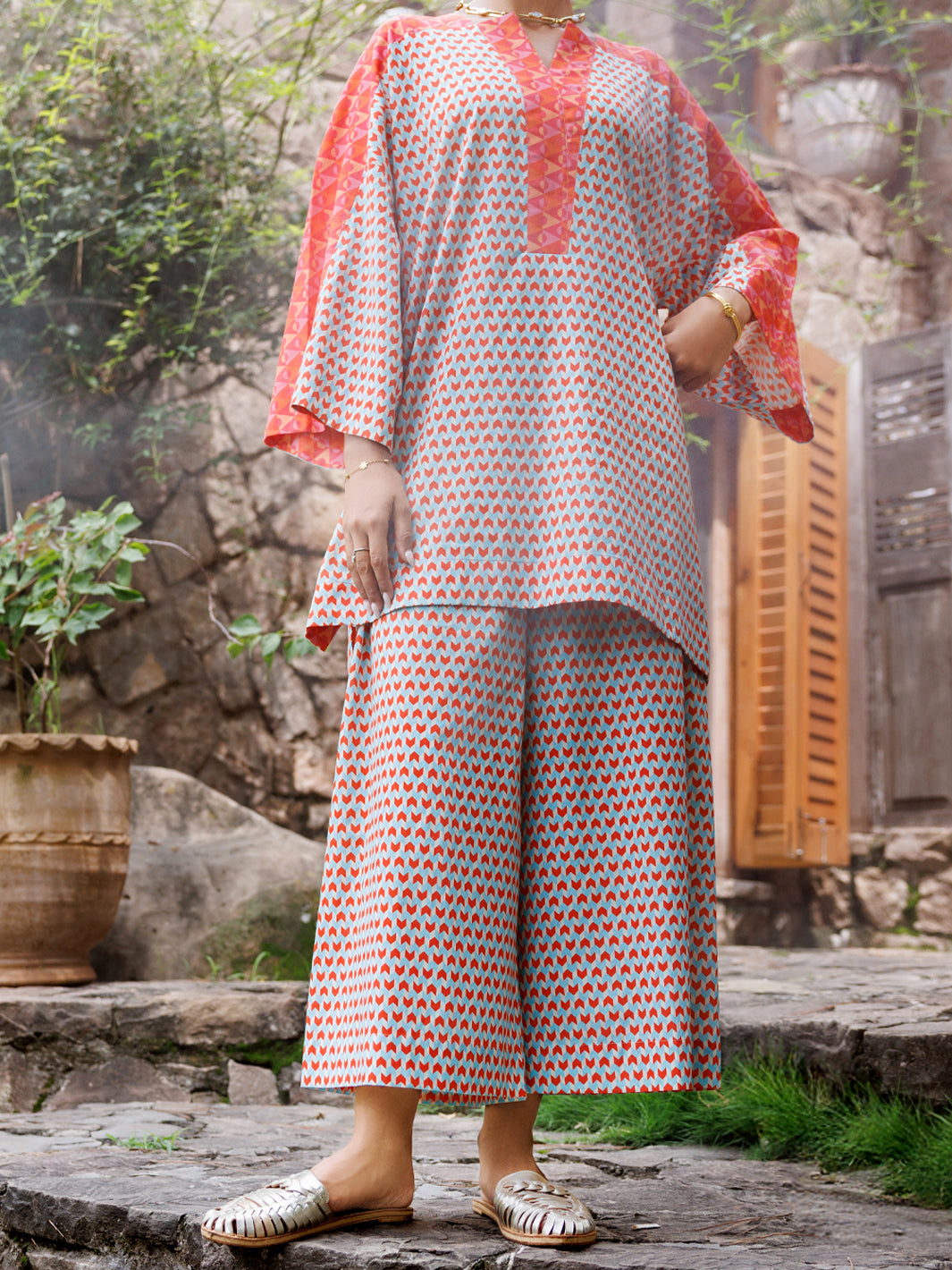 Multicolor Cambric Co-Ord Set - AWP-2PS-SLKS-1054