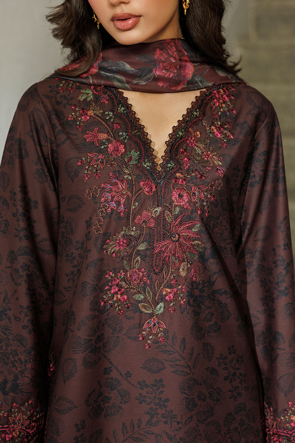 IPF-29 Embroidered Printed Viscose Linen