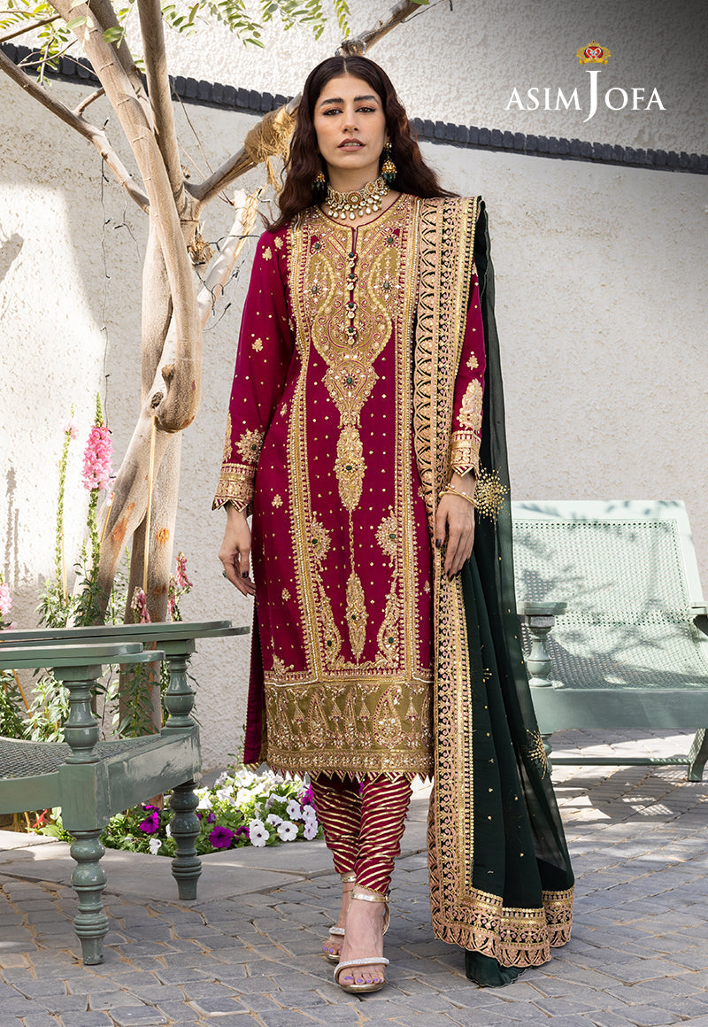 AJJHD-10 EMBROIDERED RAW SILK STITCHED 2 PCS