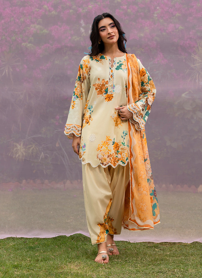Printed Embroidered 3 PC Suit - 16908201501020