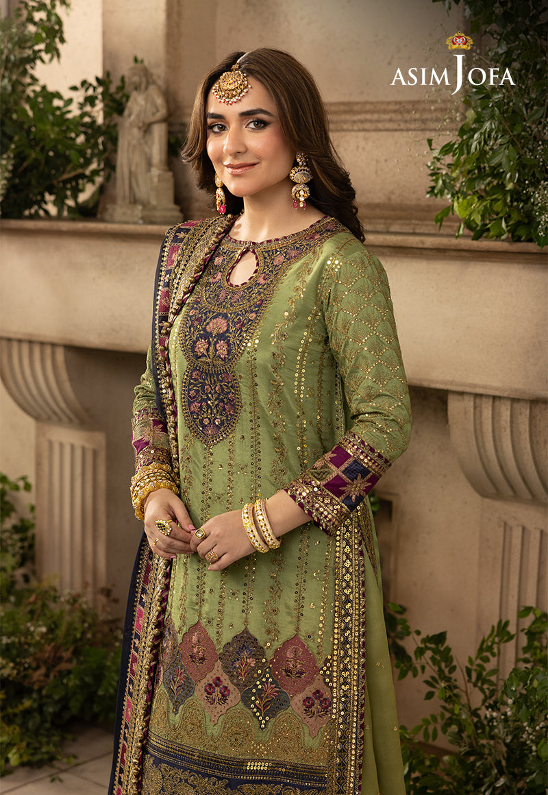 AJNB-12 EMBROIDERED VISCOSE RAW SILK 3 PCS