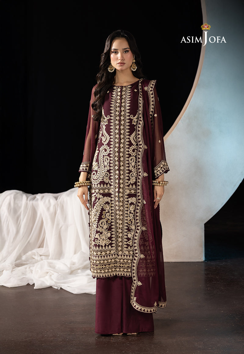 AJLLFD-19 Embroidered Chiffon STITCHED 3 PCS
