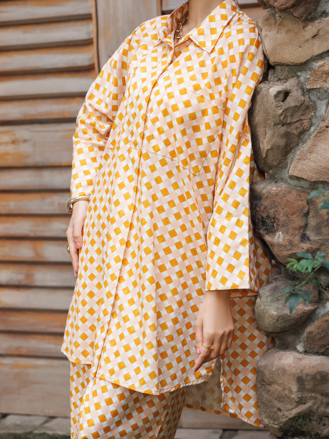 Mustard Cambric Co-Ord Set - AWP-2PS-SLKS-1060
