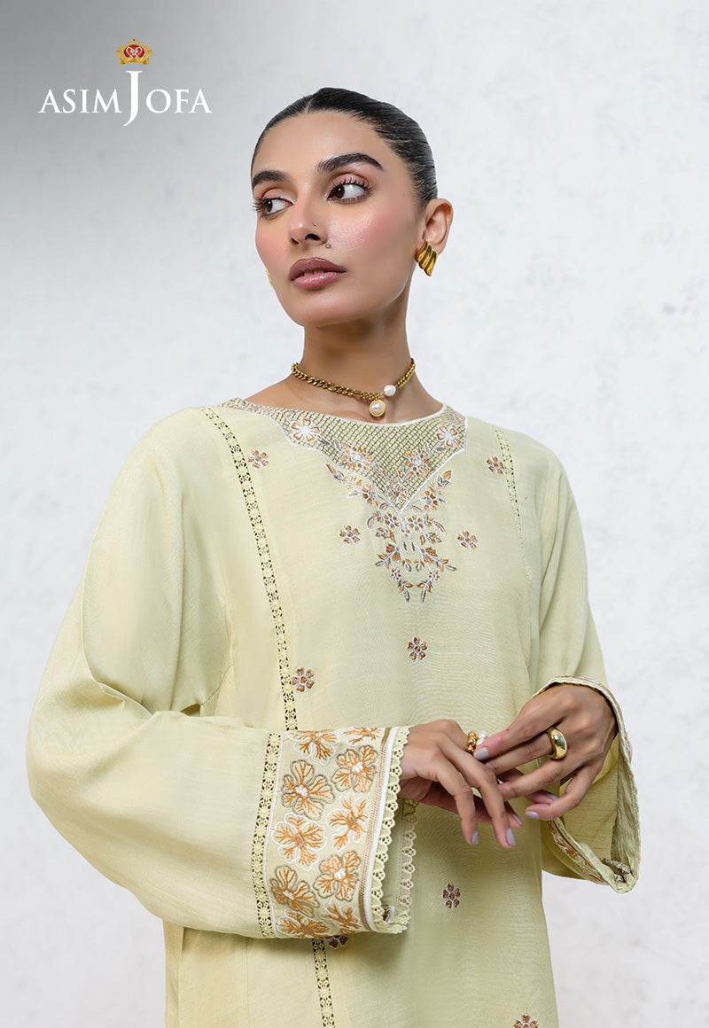 AJPB-235 EMBROIDERED RAW SILK STITCHED 2PCS