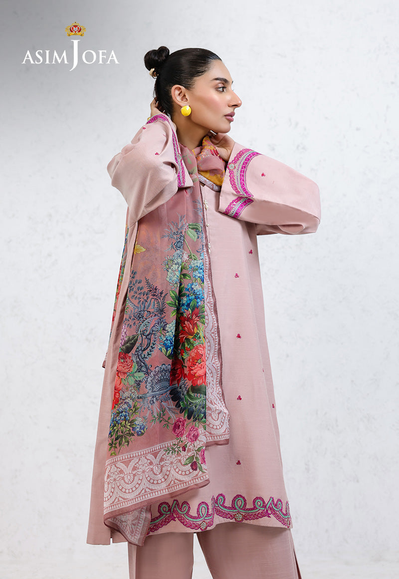 Ajpb-238 Embroidered Raw Silk Stitched 3Pcs