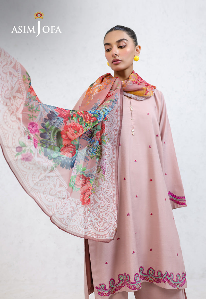 Ajpb-238 Embroidered Raw Silk Stitched 3Pcs