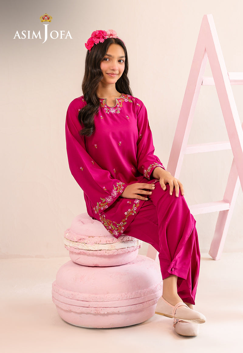 AJKLP-10 Embroidered Malai Silk Stitched 2 Pcs