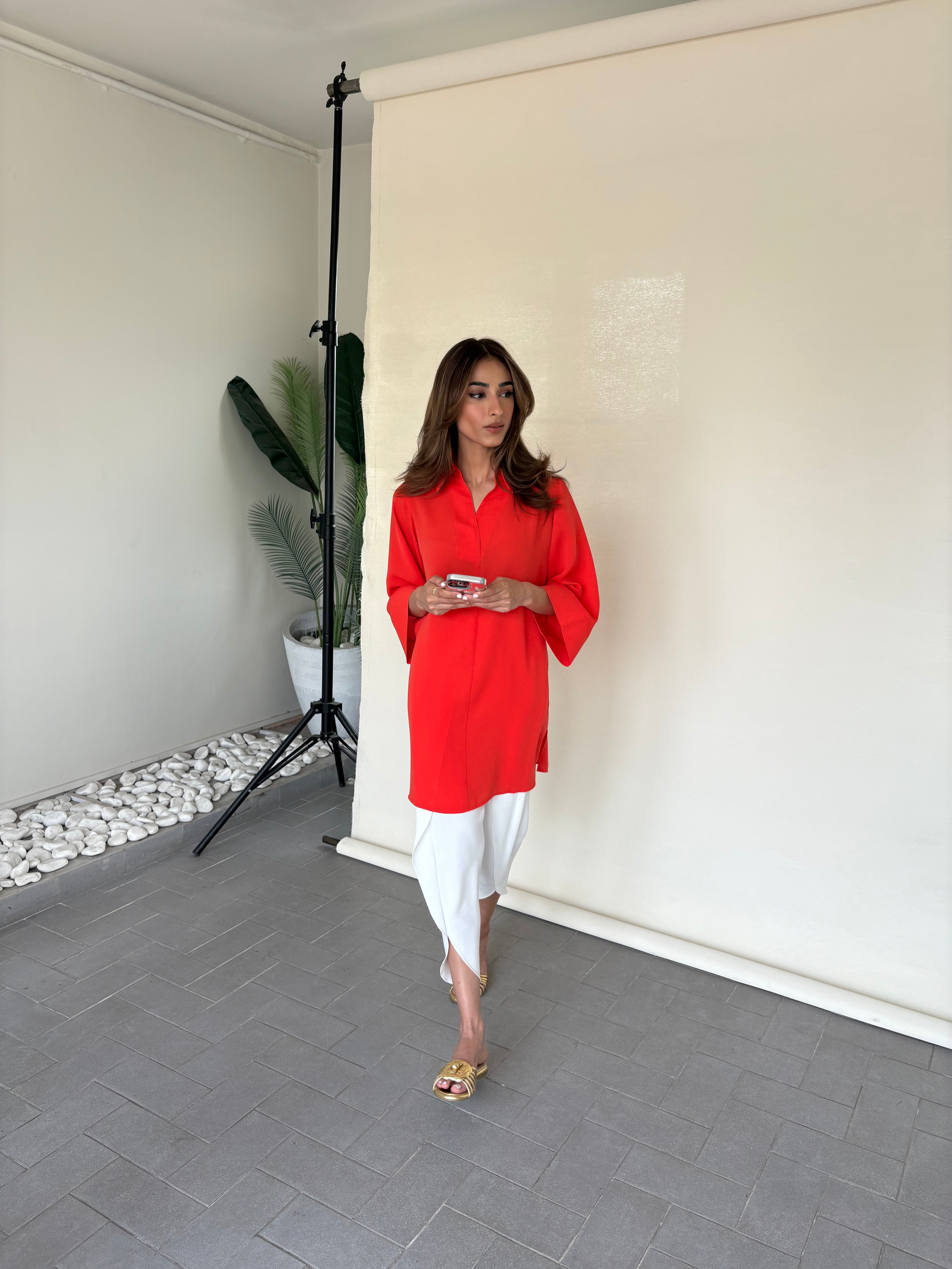 Orange Toby Tunic with Tulip Shalwar