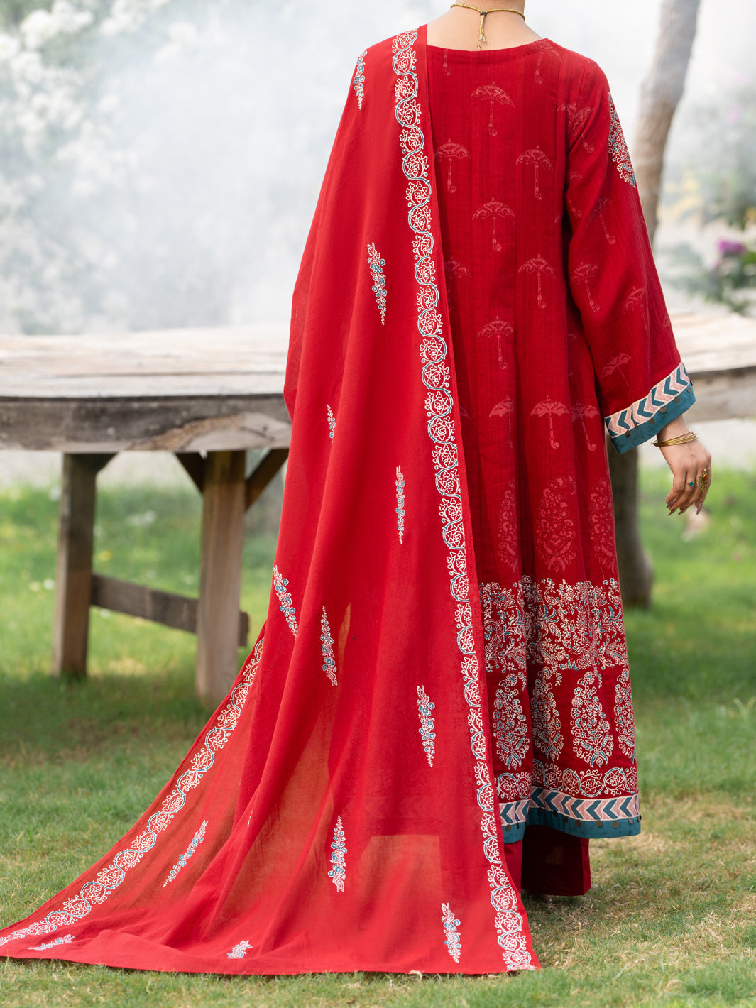 Red Cambric 3Pc Stitched - AWP-3PS-1033