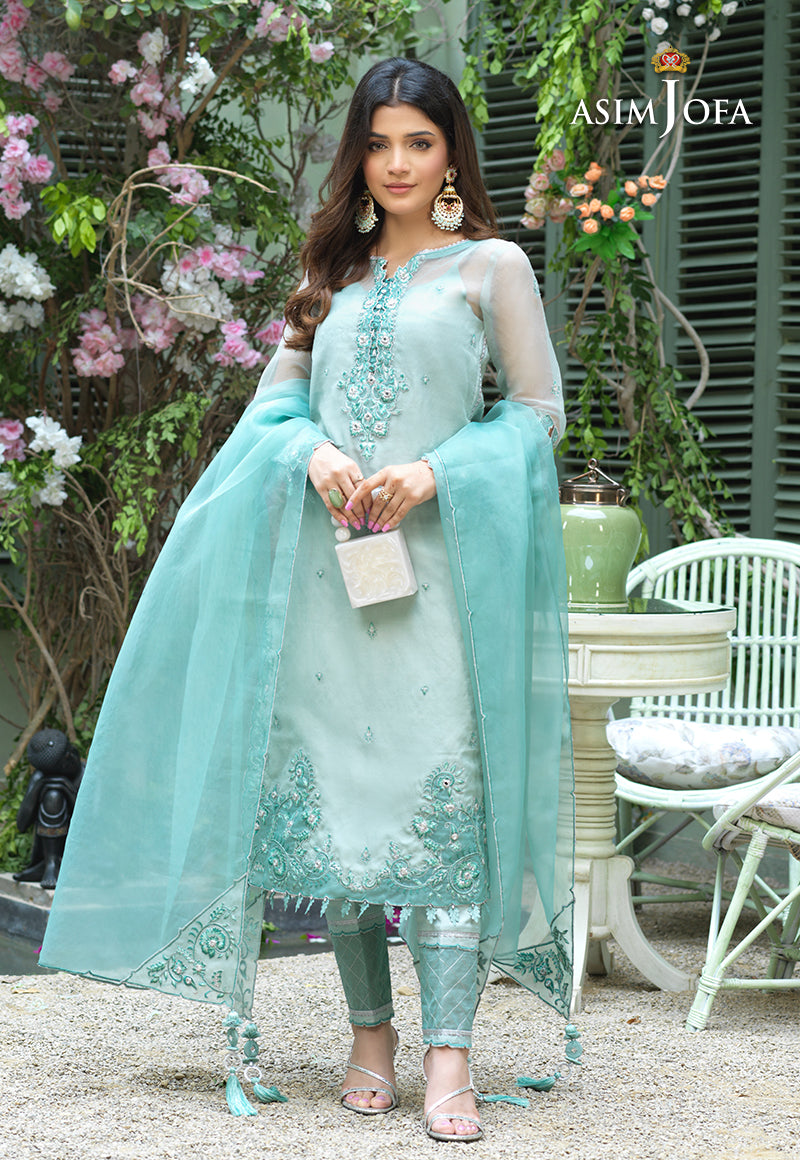 AJFCD-39 EMBROIDERED ORGANZA STITCHED 3 PCS