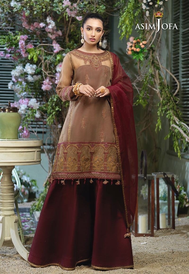 AJFC-47 EMBROIDERED ORGANZA 3 PCS
