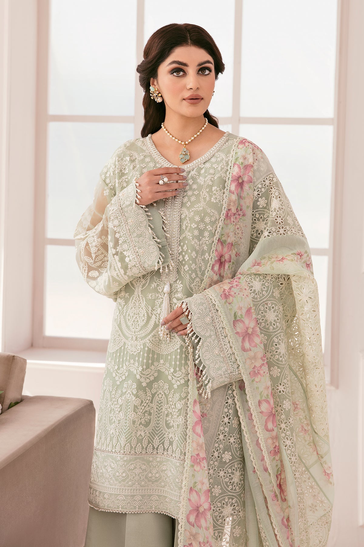 EMBROIDERED CHIFFON CH11-01 STITCHED