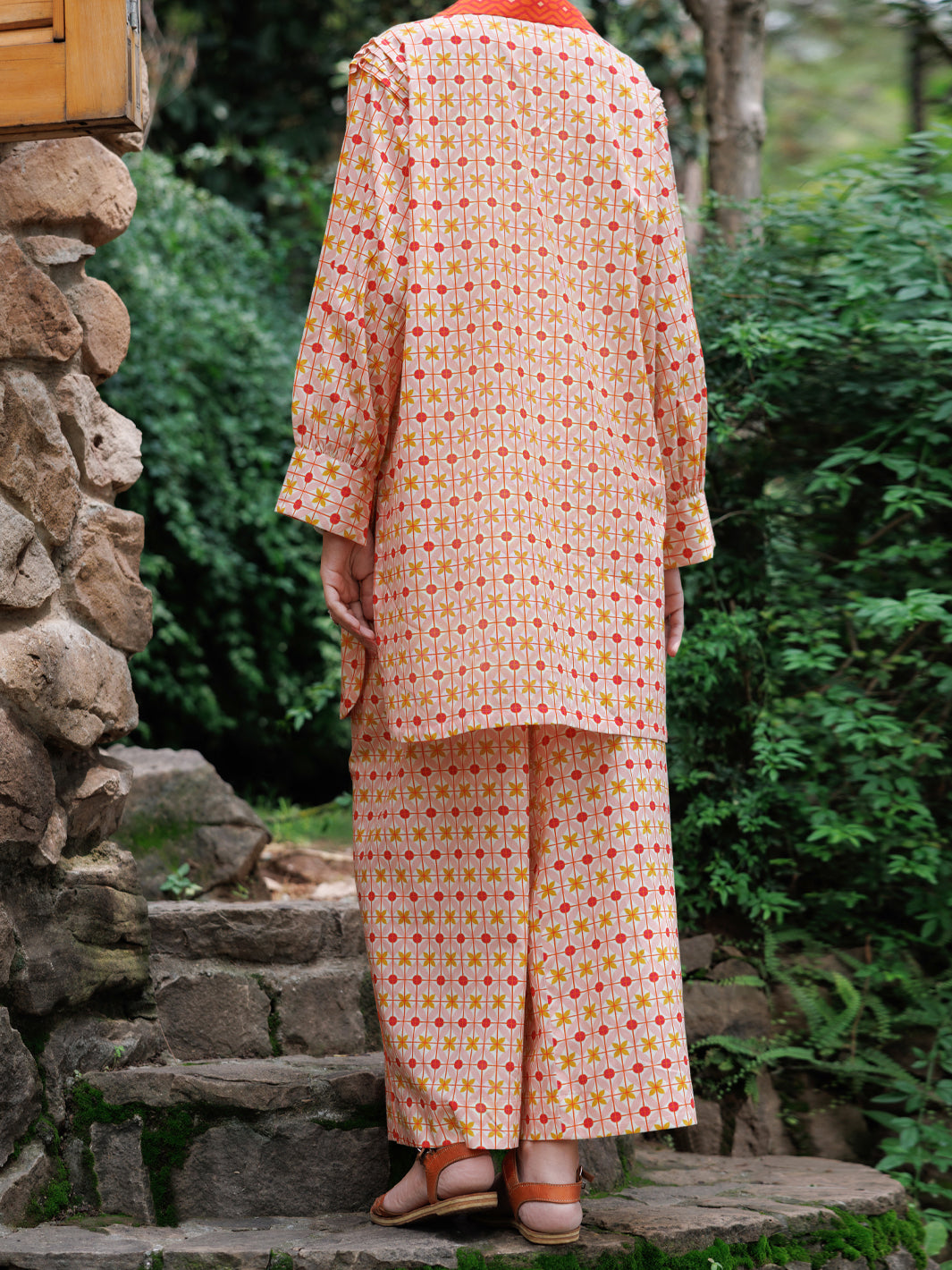 Peach Cotton Co-Ord Set - AWP-2PS-SLKS-1056