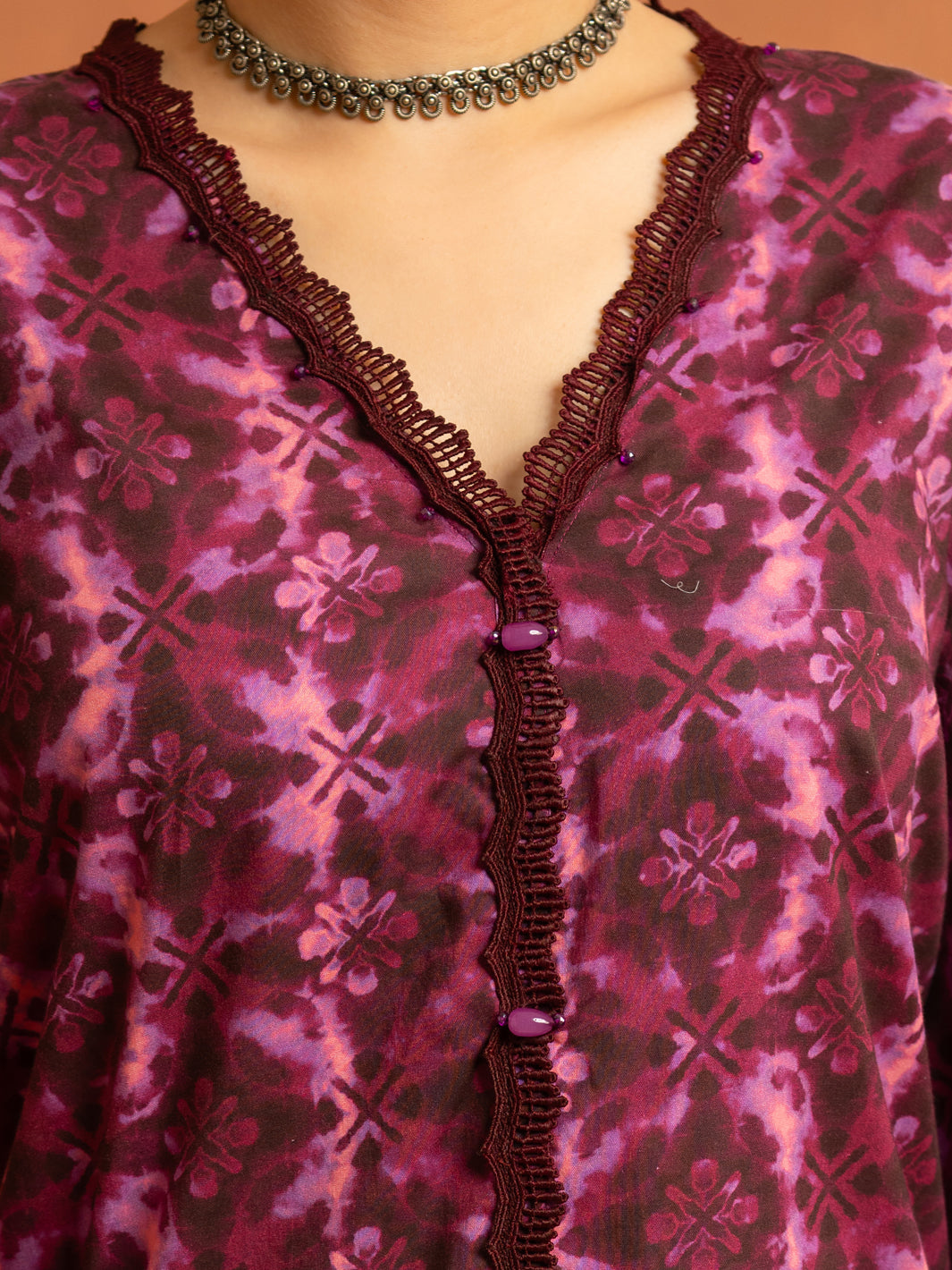 Plum Cambric 3Pc Stitched - AWP-3PS-934