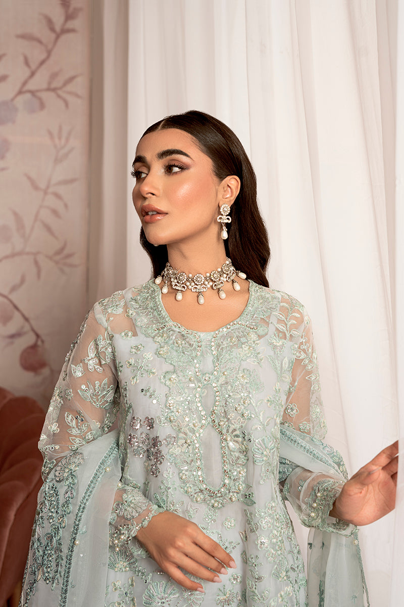 MAH-JABEEN-3PC ORGANZA EMBROIDERED PRET