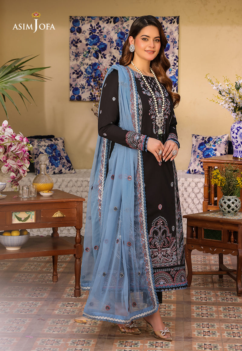 AJZBD-09 EMBROIDERED STITCHED 3 PCS