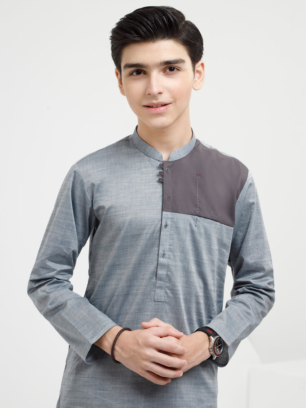 Ash Blue Cotton Kurta - ALT-K-038B