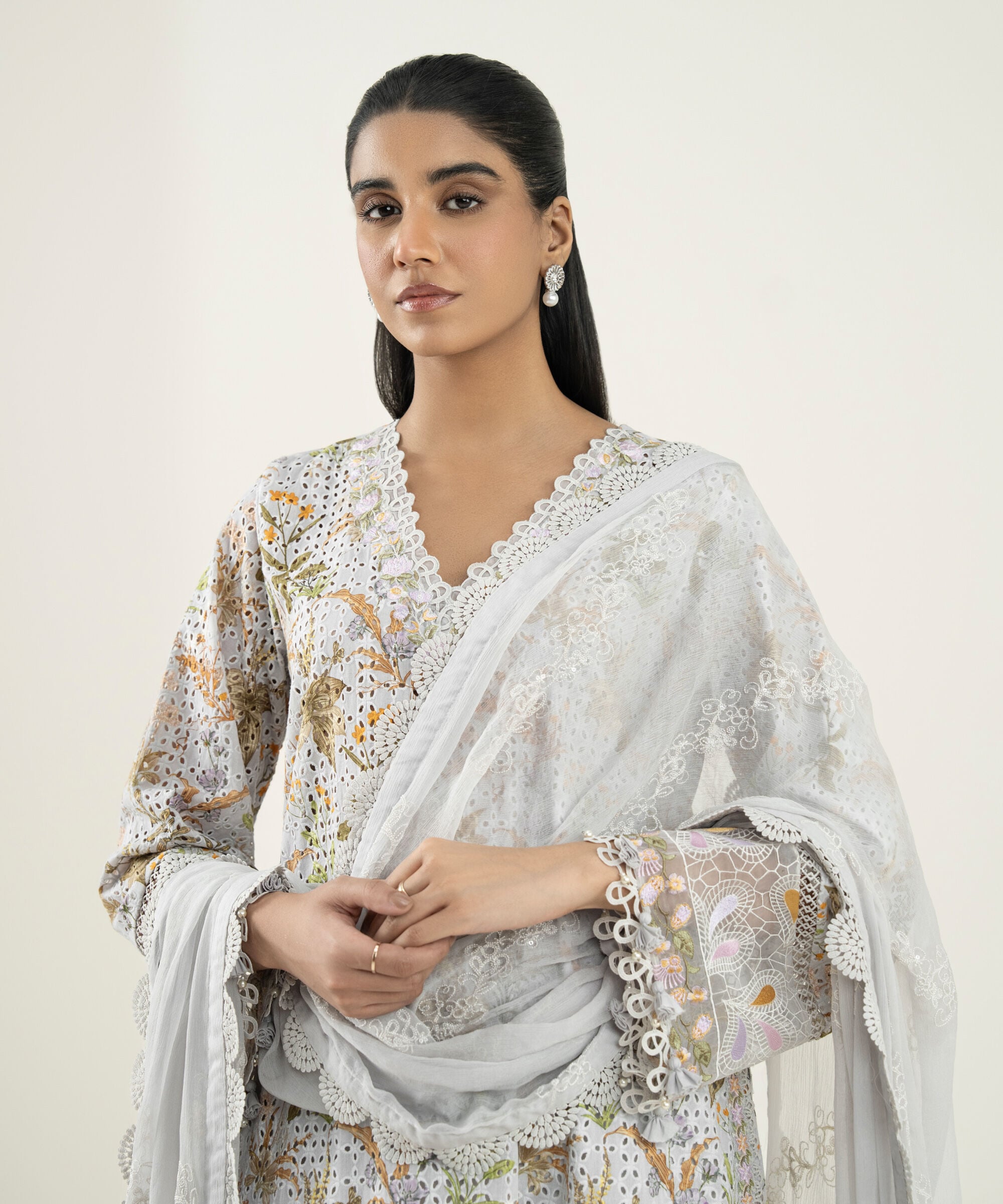 3 Piece - Embroidered Cotton Suit