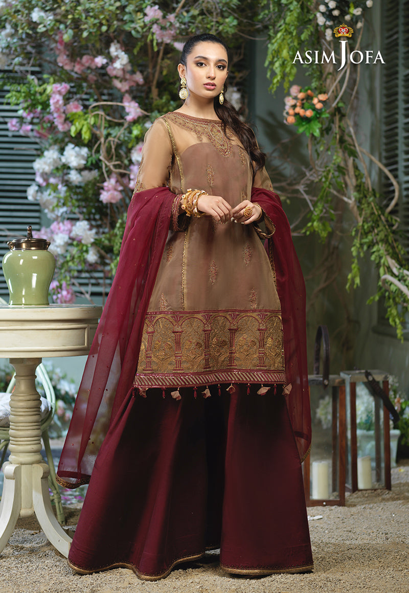 AJFC-47 EMBROIDERED ORGANZA 3 PCS
