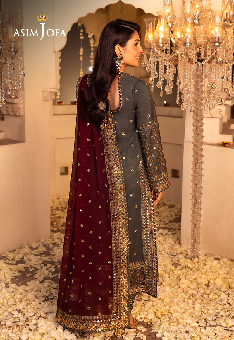 AJSH-07 EMBROIDERED RAW SILK 3 PCS