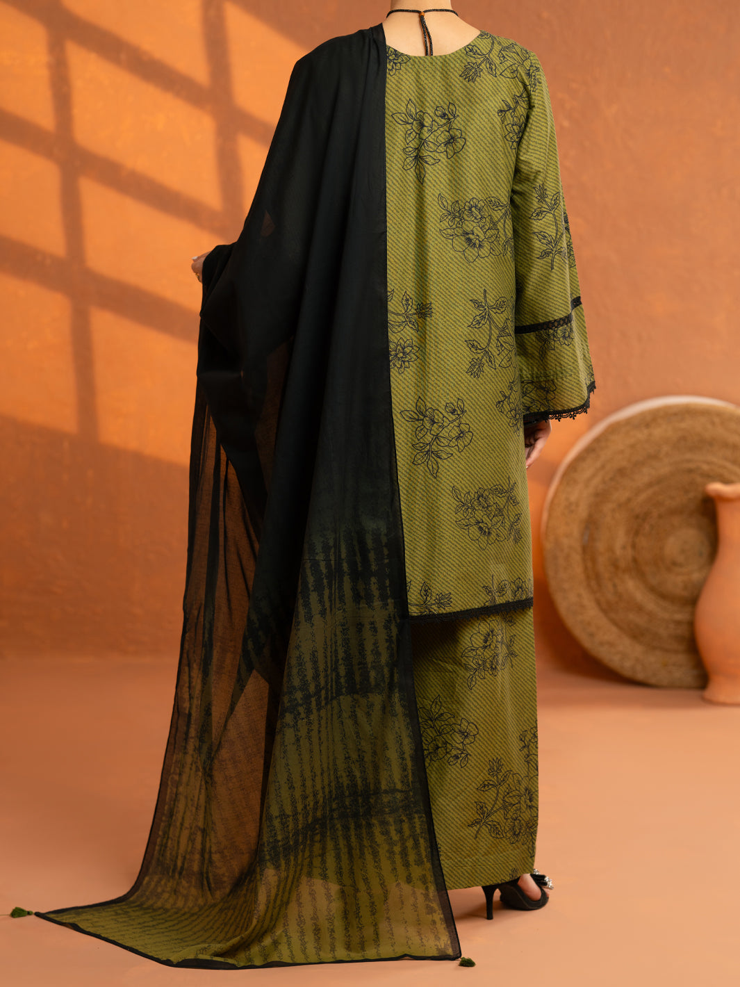 Green Cambric 3Pc Stitched - AWP-3PS-935