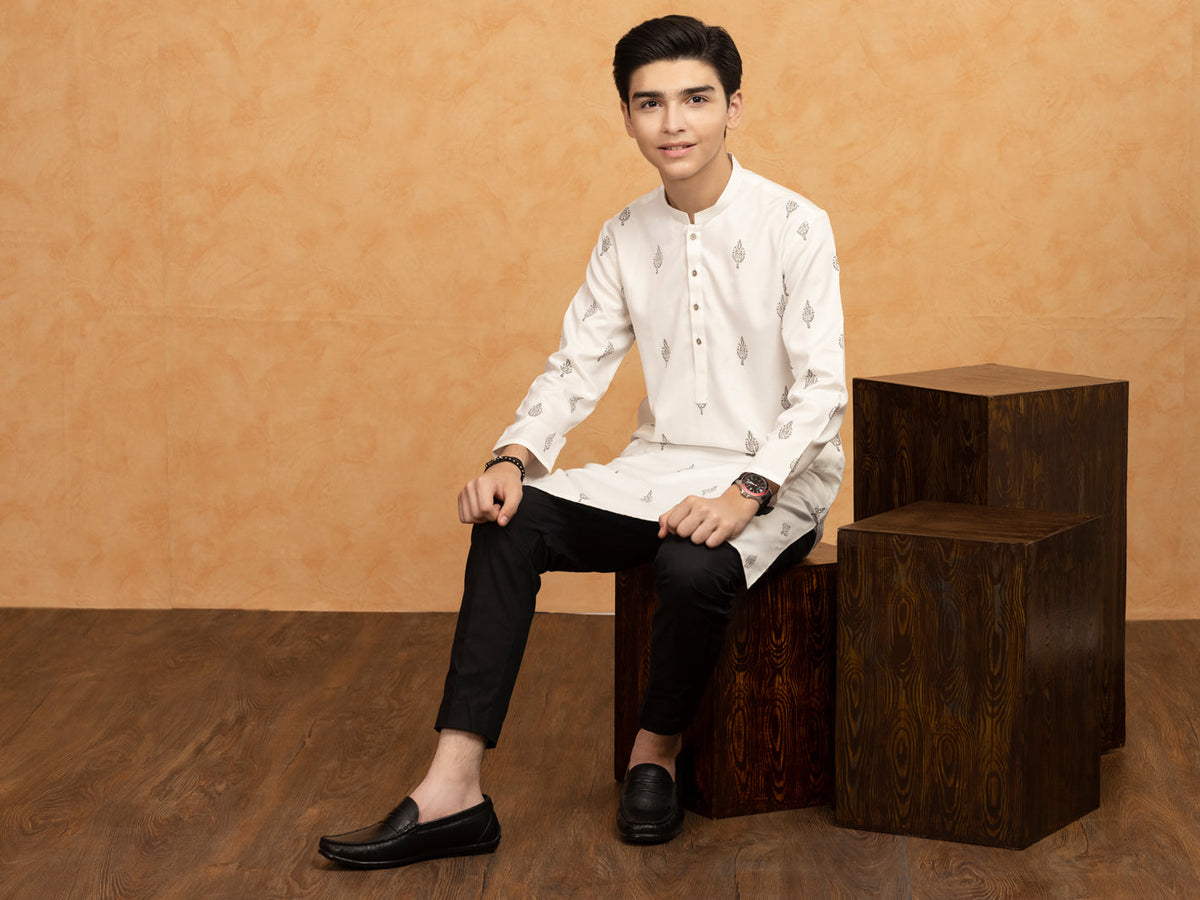 White Blended Kurta - ALT-K-047A