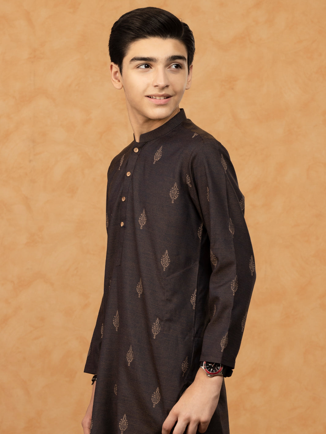 Dark Brown Blended Kurta - ALT-K-047C