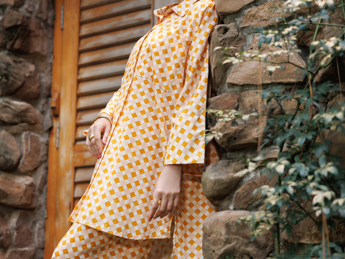 Mustard Cotton Co-Ord Set - AWP-2PS-SLKS-1060