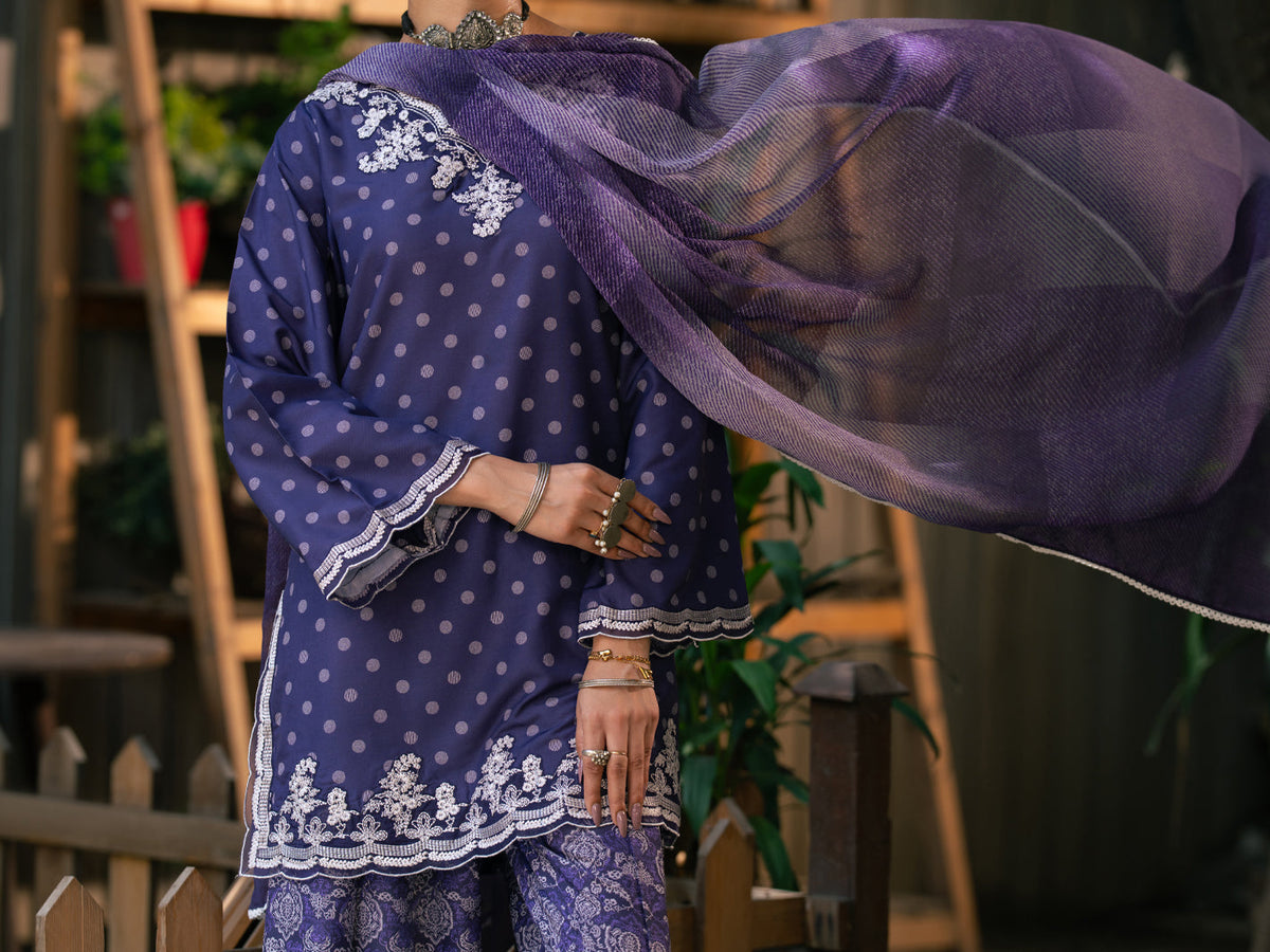 Purple Silk Lawn 3Pc Stitched - AWP-3PS-959