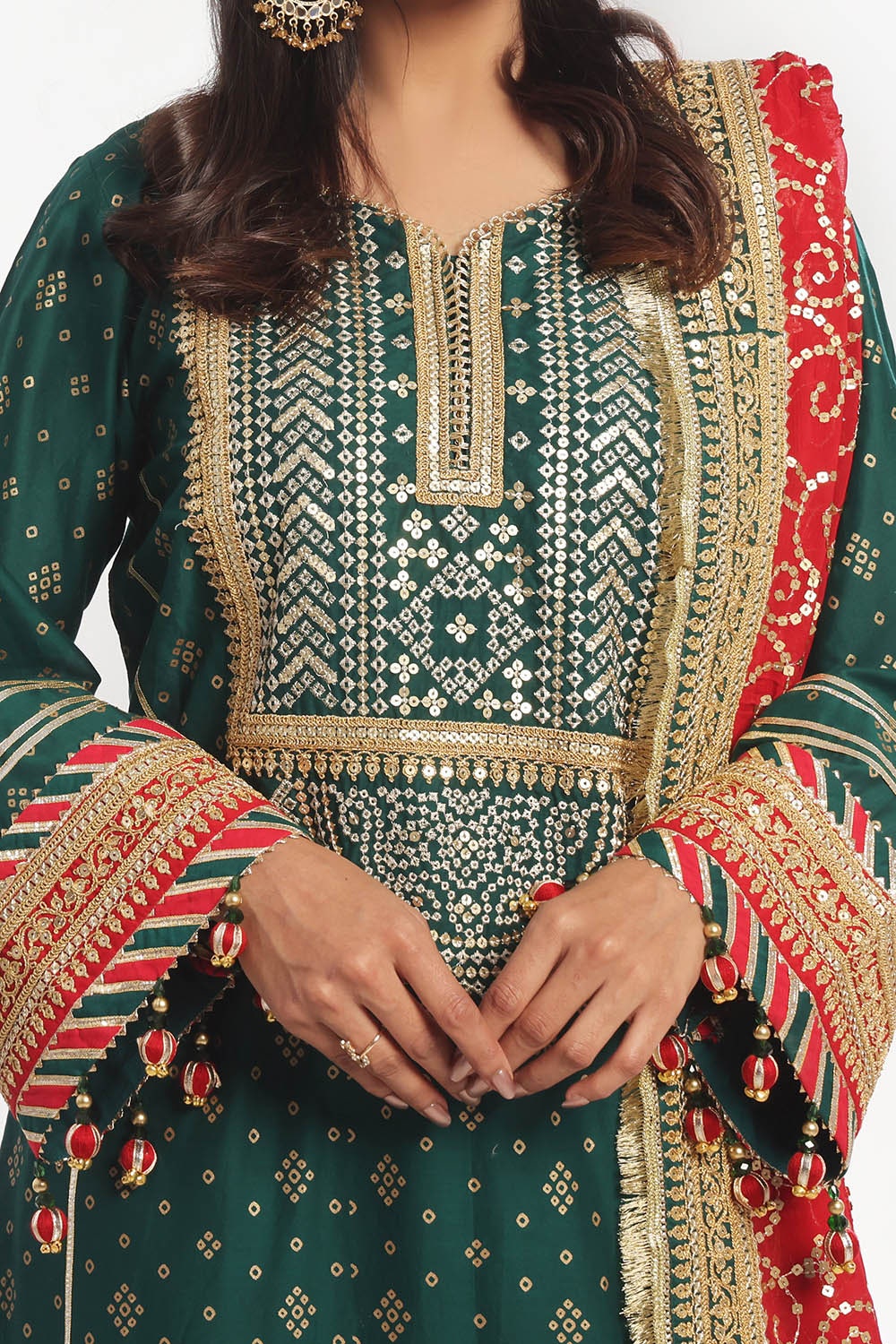 3 Piece Unstitched Embroidered Lawn Suit with Zari Sequins Embroidered Chiffon Dupatta