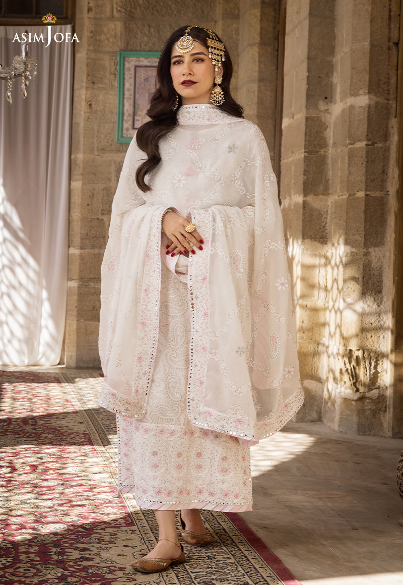 AJMQ-02 EMBROIDERED CHANDERI COTTON 3 PCS