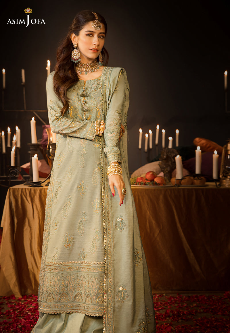 AJMQ-09 EMBROIDERED CHANDERI COTTON 3 PCS