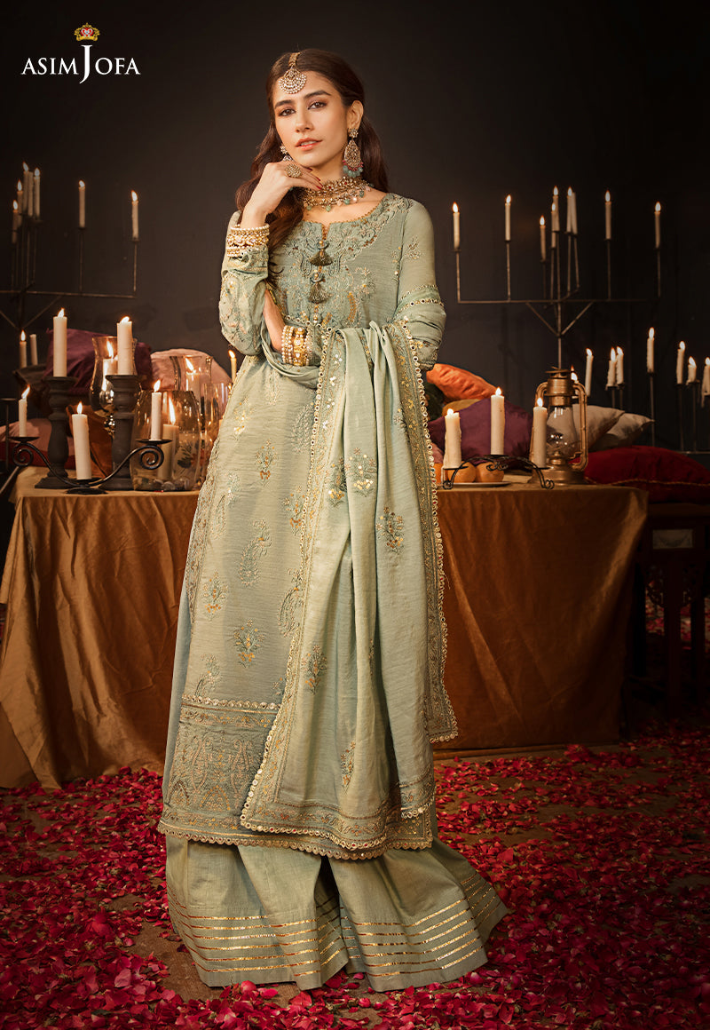 AJMQ-09 EMBROIDERED CHANDERI COTTON 3 PCS