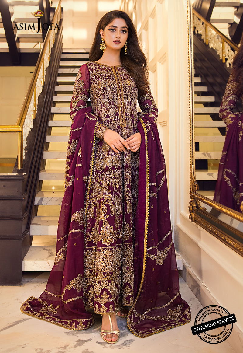 AJSE-07 DESIGNERS STITCHED EMBROIDERED CHIFFON 3 PCS