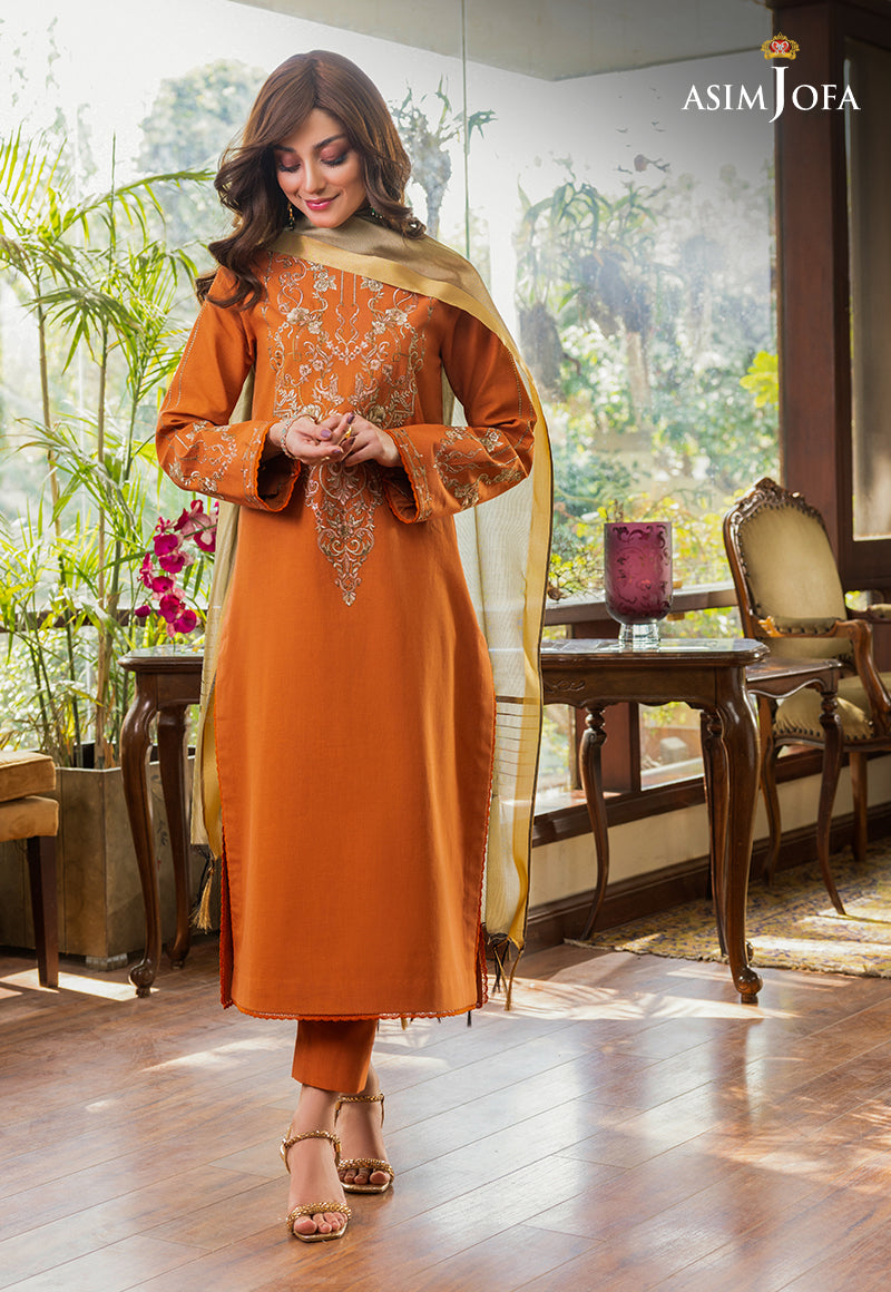 Ajso-70 Embroidered Cmabric Stitched 1 Pc Shirt