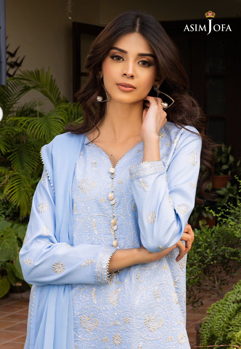 Ajso-57 Embroidered Cmabric Stitched 2 Pcs Shirt Trouser