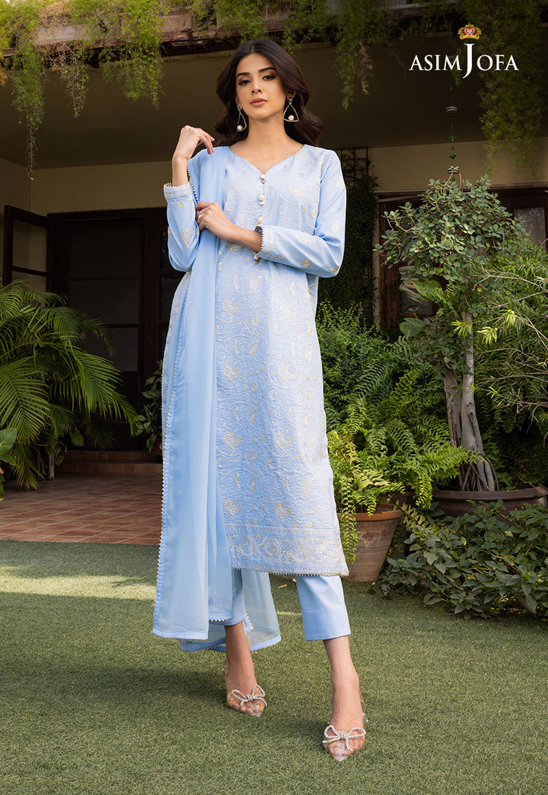 Ajso-57 Embroidered Cmabric Stitched 2 Pcs Shirt Trouser