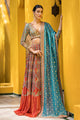 3 Piece Embroidered Pk Raw Silk Suit