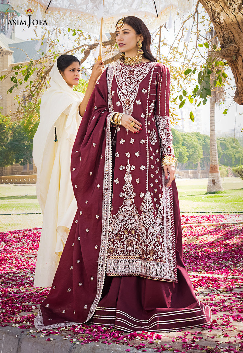 AJMQ-12 EMBROIDERED CHANDERI COTTON 3 PCS