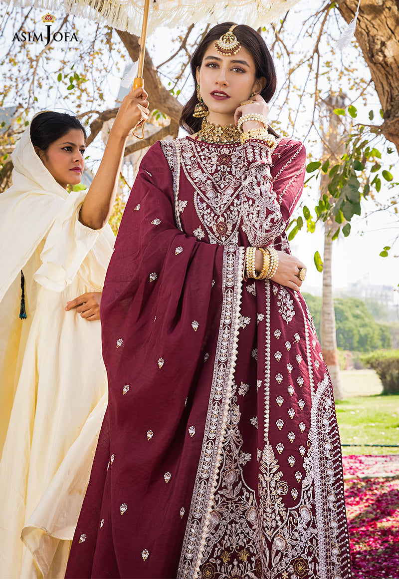 AJMQ-12 EMBROIDERED CHANDERI COTTON 3 PCS