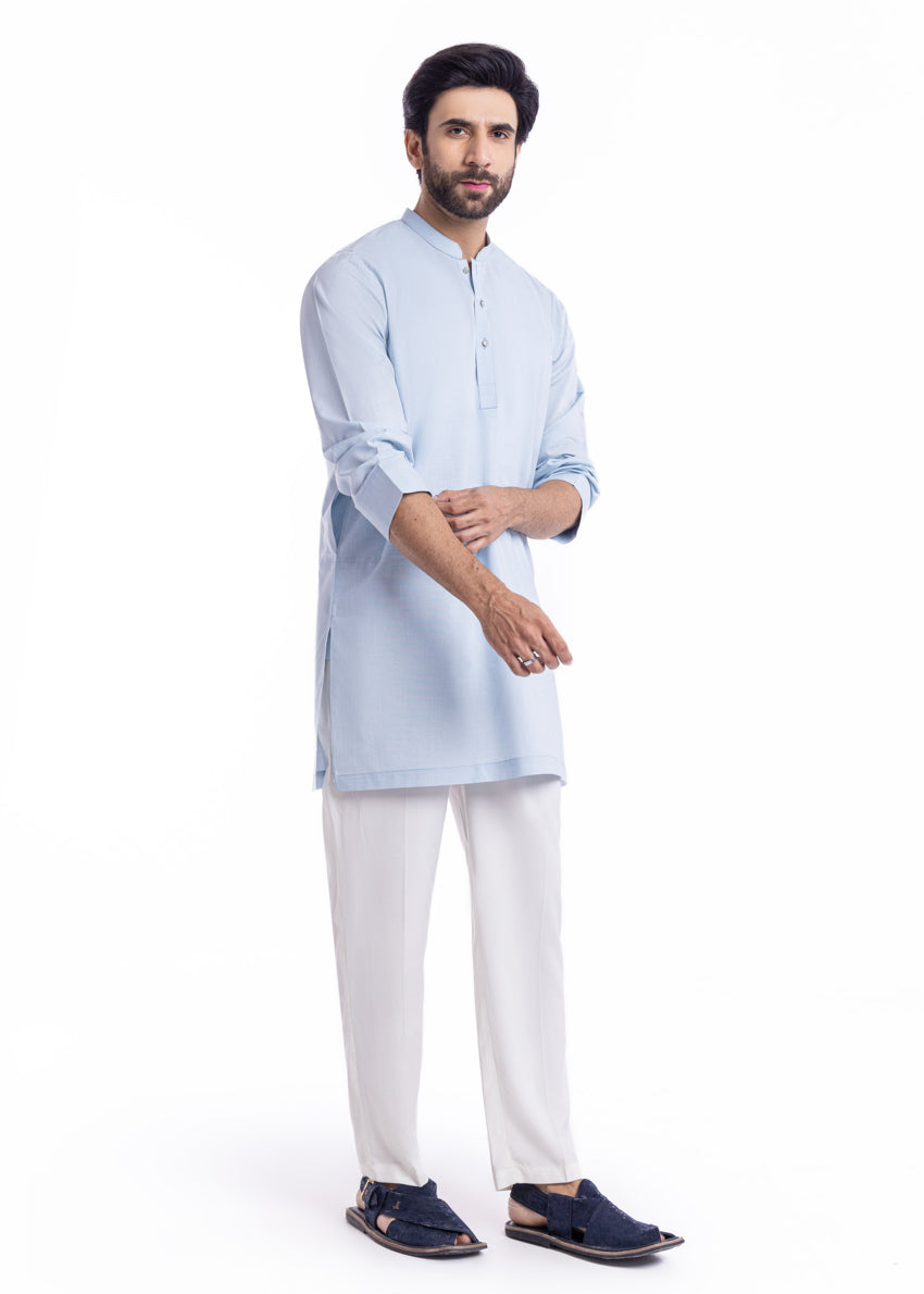 L-Blue-Blended-Kurta - (MP1PBW25BM1J1)
