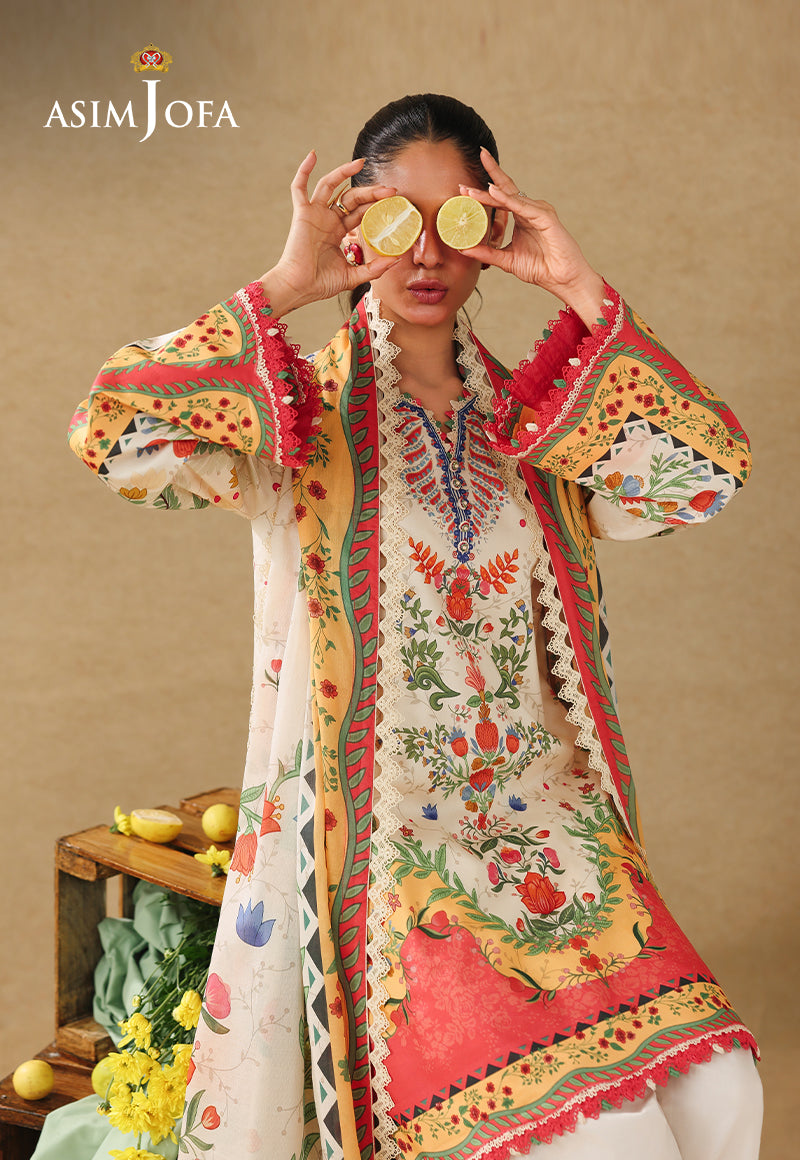 AJUBC-01 Printed Lawn Unstitched 3 Pcs