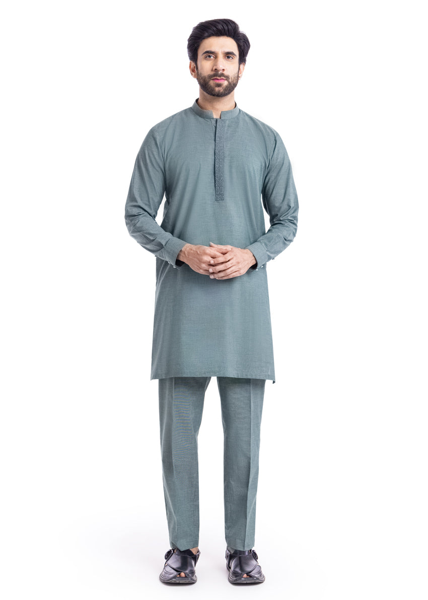 Green-Cotton-Kurta Trouser - (MP2PBBW25BM11D17)