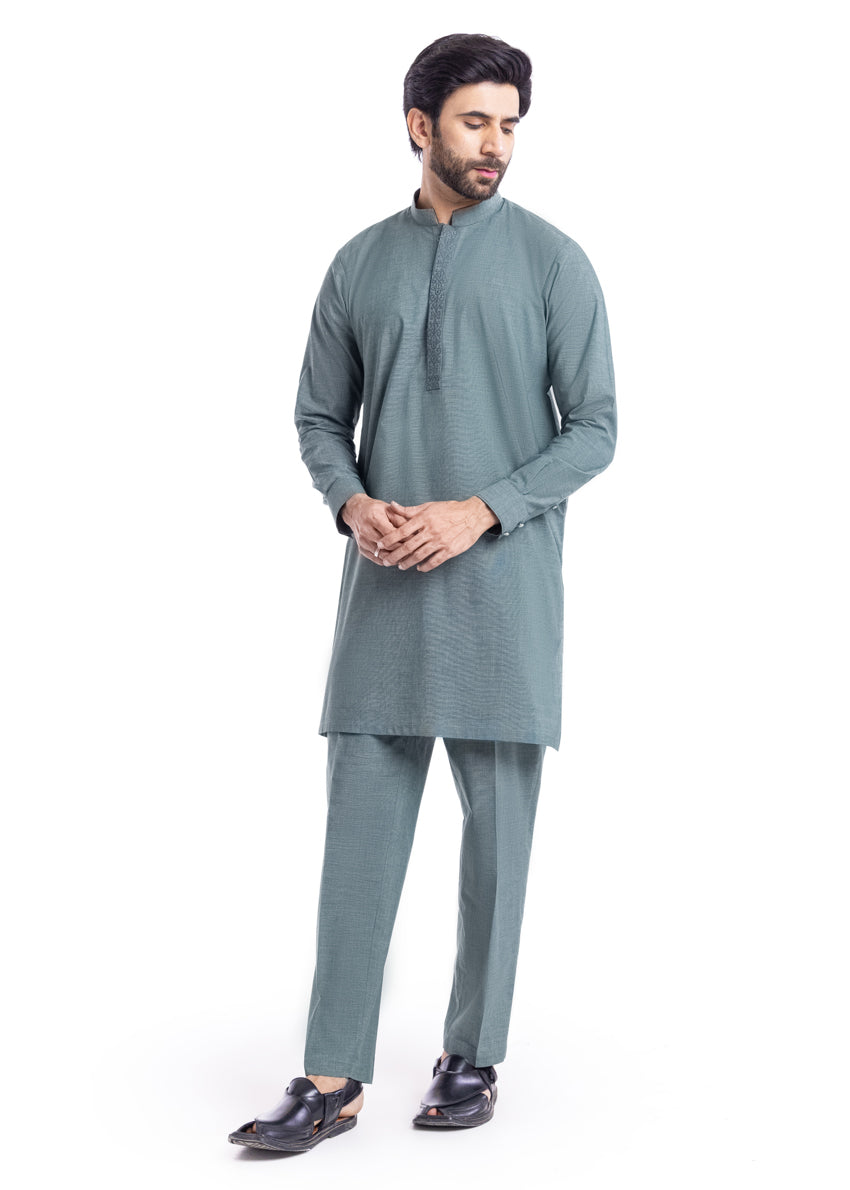 Green-Cotton-Kurta Trouser - (MP2PBBW25BM11D17)
