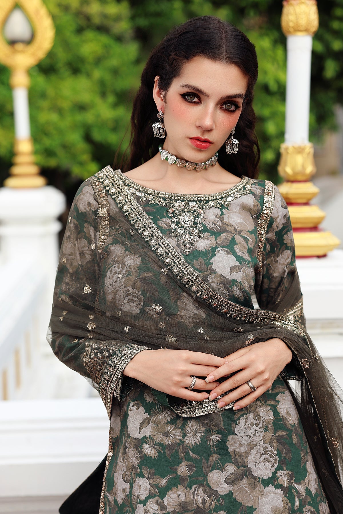 3-PC Embroidered Raw-Silk Suit CMA-5-161